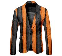 Caxndycing Halloween Suit Jacket Men's Regular Fit Printed Blazer Long Sleeve Colourful Jackets Festive Men's Jacket Men's Suit Jackets Funny Carnival Cosplay Scary Party Costumes, orange, 3XL