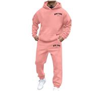 Caxndycing Jogging Suit Men's Long Tracksuit Sports Suit 2-Piece Set Hoodie and Jogging Bottoms Sporty Tracksuit Autumn Winter Warm Sports Suit Oversized Leisure Suit Airy Sweatsuit, pink, L