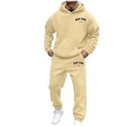 Caxndycing Jogging Suit Men's Long Tracksuit Sports Suit 2-Piece Set Hoodie and Jogging Bottoms Sporty Tracksuit Autumn Winter Warm Sports Suit Oversized Leisure Suit Airy Sweatsuit, beige, M