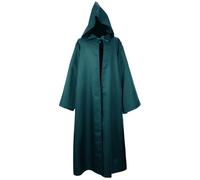 Caxndycing Medieval Clothing Men's Long Cape with Hood Halloween Costume Floor Length Hooded Cape Medieval Renaissance Trench Coat Monk Priest Tunic