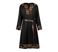 Caxndycing Medieval Clothing Men's Long Sleeve Viking Tunic with Belt Renaissance Victorian Robe Halloween Costume Knight Cosplay Warrior LARP Shirts