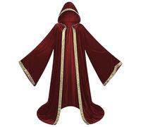 Caxndycing Medieval Clothing Men's Monk Priest Tunic Renaissance Cosplay Robe Long Halloween Costume Retro Vintage Cloak Trench Coat Adult Uniform Monk Costume