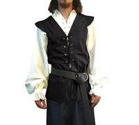 Caxndycing Medieval Clothing Men's Vest Vinatge Renaissance Victorian Pirate Sleeveless Gothic Viking Steampunk Renaissance Pirate Costume, black, S