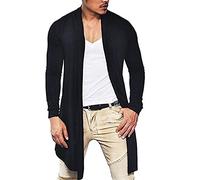 Caxndycing Men's Casual Shawl Collar Open Long Draped Cape Coat Hippie Clothing Men's Casual Cardigan Blouse Men Thin Tank Shirt Plain Muscle Cardigan, black, M