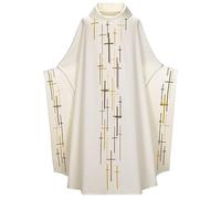 Caxndycing Men's Clergy Priest Roman Celebrant Baptism Costume Vestment Measuring Gown Adult Church Catholic Father Mass Robe Chasuble, 02 white