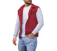 Caxndycing Men's Denim Vests Casual Sleeveless Biker Fashion Denim Vest Sleeveless Denim Vest for Men in Many Colours Fashion Leisure Denim Coat Sleeveless Outerwear with Buttons, red, M