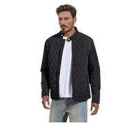 Caxndycing Men's Lightweight Quilted Jacket Without Hood Diamond Quilt Nylon Jacket Quilted Bomber Jacket for Men Windproof Puffer Jacket Water-Repellent Outdoor Jacket, black, M
