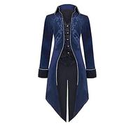 Caxndycing Men's Medieval Steampunk Tailcoat Prince Victorian Jacket Frock Coat Victorian Jacket Costumes for Men Steampunk Gothic Tailcoat Coat Uniform Steampunk Vintage Jacket, darkblue, XXXXXL