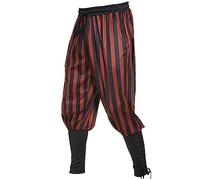 Caxndycing Men's Medieval Trousers Striped Vintage Casual Trousers with Pockets Renaissance Pirate Trousers Cosplay Costume Trousers Men's Long Trousers with Pockets and Lacing Viking Celtic Trousers,