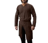 Caxndycing Mens Renaissance Medieval Viking Costume Role Play Cosplay Halloween Party Dress Up Knight Tunic Tops, z8 brown, M