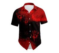 Caxndycing Men's Summer Shirt Retro Rose Flower Skull Printed Blouse Lapel Button Down Short Sleeve T-Shirts Gothic Skeleton Shirt Holiday Party Beach Shirts Vintage Hawaiian Shirt Funny Party Outfit