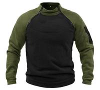 Caxndycing Men's Tactical Combat Fleece Pullover Military Athletic Jacket Sport Jumper Tops Army Windproof Sweatshirt Colour Block Outdoor Police Shirt Military Equipment Clothing, Green, 4XL