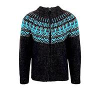 Caxndycing Men's Traditional Cardigan, Norwegian Pullover, Autumn, Winter, Knitted Jumper with Zips, Warm Soft Winter Jacket, Cable Knit, Costume Jacket, black, 3XL