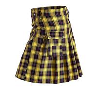 Caxndycing Men's Traditional Scottish Kilt, Yellow, XL