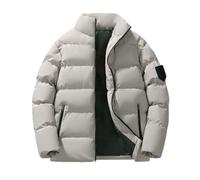 Caxndycing Men's Winter Jacket, Winter Colour Variations, Warm Bomber Jacket, Quilted Winter Coat, Faux Fur Down Jacket, Lightweight Outdoor Puffer Jacket, Solid Softshell Jacket, light grey, XXL