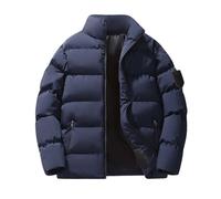 Caxndycing Men's Winter Jacket, Winter Colour Variations, Warm Bomber Jacket, Quilted Winter Coat, Faux Fur Down Jacket, Lightweight Outdoor Puffer Jacket, Solid Softshell Jacket, dark blue, L