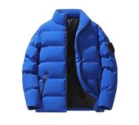 Caxndycing Men's Winter Jacket, Winter Colour Variations, Warm Bomber Jacket, Quilted Winter Coat, Faux Fur Down Jacket, Lightweight Outdoor Puffer Jacket, Solid Softshell Jacket, navy, L