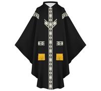 Caxndycing Priest Costume Men's Medieval Clothing Men's Chasubles Vestment for Church Mass Robe Halloween Cosplay Celebrant Christening Costume, Z1 Black, One Size