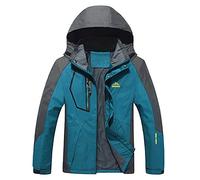 Caxndycing Rain Jacket Men's Outdoor Jacket with Zip Pocket Rain Leisure Jacket Hood Rain Jacket Waterproof Outdoor Jacket Windbreaker for Outdoor Activities Large Size, Sky blue, 8XL