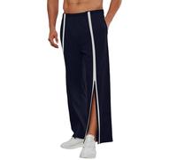 Caxndycing Rehabilitation Trousers Men's Side Opening Patient Trousers Plain Zip Nursing Pants Soft Breathable Pyjama Bottoms Sleep Pants, blue, XL