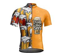 Caxndycing Sportswear Men's Beer Festival Cycling Jersey Short Sleeve Cycling Clothing Bicycle Top Men Printed MTB Jersey Breathable Cycling Jersey, 03 Orange, L