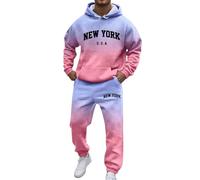 Caxndycing Tracksuit Men's New York Jogging Suit Colour Gradient Sports Suit Hoodie and Jogging Bottoms Sets Casual Fitness Leisure Suit Y2K Tracksuit for Men, bright Purple, 3XL