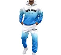 Caxndycing Tracksuit Men's New York Jogging Suit Colour Gradient Sports Suit Hoodie and Jogging Bottoms Sets Casual Fitness Leisure Suit Y2K Tracksuit for Men