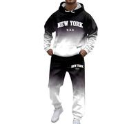 Caxndycing Tracksuit Men's New York Jogging Suit Colour Gradient Sports Suit Hoodie and Jogging Bottoms Sets Casual Fitness Leisure Suit Y2K Tracksuit for Men, black, 3XL