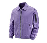 Caxndycing Transition Jacket Men's Bomber Jacket Leisure Jacket Autumn Jacket Thin Wind Jacket Casual College Jacket Flight Jacket Windbreaker Blouson Jacket with Sleeve Pocket, Light purple, L