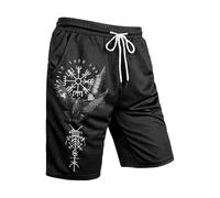 Caxndycing Viking Shorts Men's Shorts Work Shorts 3D Printed Training Shorts Multiple Pockets Hiking Shorts Casual Quick Drying Outdoor Shorts Men's Shorts, 01 black, XL