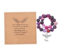 CAXUSD 1 Set Memorial Stone Beaded Bracelet Set for Grief Loss of Loved Ones Elastic Design with Card for Bereavement Comfort Remembrance for Mum Sister