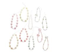 CAXUSD 10 Pcs Beaded Phone Lanyard Cute Bow Wrist Strap for Mobile Phones Bags and Keychains for Women and Lightweight and Easy to Attach