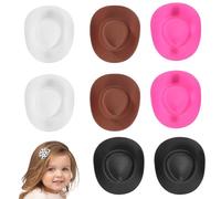 CAXUSD 10 Pcs Mini Cowboy Hats Hair Clips Cute Plastic Mini Hat Clips for Hair Styling Resistant to Deformation and Fade-resistant for Women