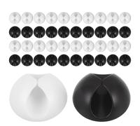 CAXUSD 100pcs Cable Organizer Clips Adhesive Desktop Cord Manager Holder, Large Size Black and Red Cable Management Clips for Home and Office Wire Cord Organization