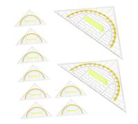 CAXUSD 10pcs Transparent Triangle Ruler Set with Handle Plastic Protractor for Geometry Drafting School Office Use Lightweight Multipurpose Measuring Tool for Students and Engineers