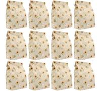 CAXUSD 12pcs Bee Pattern Paper Bags for Birthday Treats, Party Candy, Cookies and Snack Wrapping, Portable Flat-top Packaging Bags for School Social Events and Giving