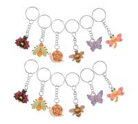 CAXUSD 12pcs Cute Cartoon Insect Keychains Lightweight Plastic Bug Key Fob with Realistic Designs, Decorative Mini Ladybug Pendant for Backpack or Party Favor Accessories