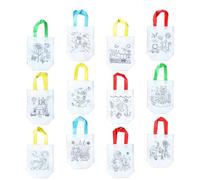 CAXUSD 12pcs DIY Nonwoven Graffiti Shopping Bags with Printed Patterns, Foldable Art Craft Storage Pouches for ’ Painting and Outdoor Walking Use