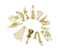 CAXUSD 13pcs Mini Musical Instrument Charms Gold Plated Miniature Toy Harp for Decor Mini Plastic Instruments Set Diy Music Ornament for Wall Decor