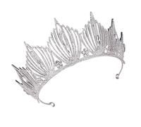 CAXUSD 1pc Baroque Style Bride Crown Wedding Headdress Silver Base White Rhinestone Hair Headband Elegant Bridal Hair Accessory for Engagement Party and Ceremony