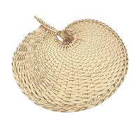 CAXUSD 1Pc Handwoven Natural Fan Summer Cooling Straw Fan for Indoor Outdoor Use Lightweight Decorative Handheld Yellow for Parties Beach