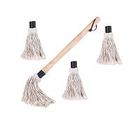 CAXUSD 1set Basting Mop Wooden Stick Replaceable Brush Heads Lightweight Oil Brush for BBQ Grilling and Kitchen Baking and Easy to Clean Accessories