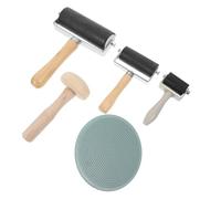 CAXUSD 1Set Roller Printmaking Tool Portable Glue Roller Rubber with Wooden Handle for Art Craft DIY Printing and Painting Supplies Lightweight Design
