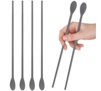 CAXUSD 2 Pairs Silicone Double-Head Stirring Spoon with Chopstick Design, Multi-use Kitchen Beverage Stirring Stick, Black Heat-Resistant Spoon Not Easy to Deform for Household