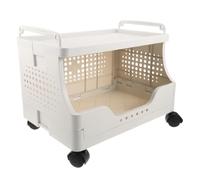 CAXUSD 2 Tier Printer Stand with Lockable Wheels, Plastic Printer Cart for Office, Space Saving Structure under Desk Organizer and File Storage Rack for Home Workspace