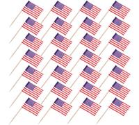 CAXUSD 200pcs 65mm Decorative Toothpick Flags American Paper Flags Multi-function Cupcake Toppers Party Supply Cake Decor