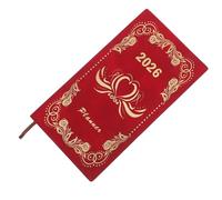 CAXUSD 2026 A6 Daily Planner Notebook Red - 365-day Time Management Agenda with Weekly Habit Tracker and Compact Productivity Organizer for Students and Office Use