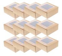 CAXUSD 20pcs Jewellery Boxes Gift Set with Multi-function Portable Paper and Plastic Material, Brown Square Window Gift Boxes for Jewelry Display and Soap Packing Cases