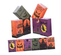 CAXUSD 24pcs Halloween Treat Bags Pumpkin Head Paper Favor Bags for Festive Candy Pouches with Witch Bat Castle Graveyard Designs for Halloween Party Supplies and