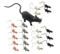 CAXUSD 24pcs Miniature Mouse Figurines Garden Ornaments Plastic Mouse Statue Four Colors Black White Gray Pink for Courtyard Supplies and Flowerpot Accessories
